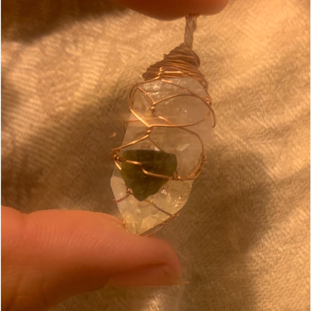 Moldavite Celestial Quartz Pendant